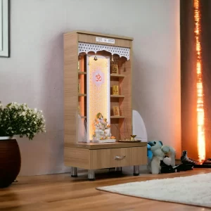 Floor-Mounted Mandir with Storage Drawers