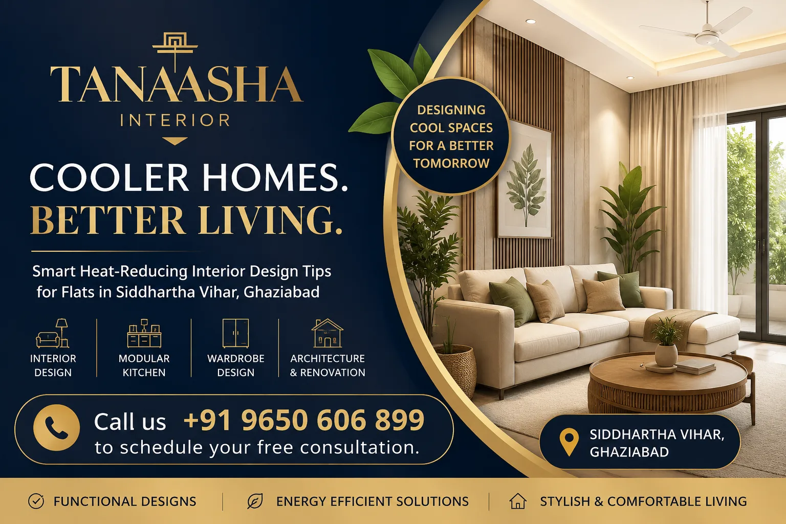 Best Heat-Reducing Interior Design Tips for Flats in Siddhartha Vihar, Ghaziabad