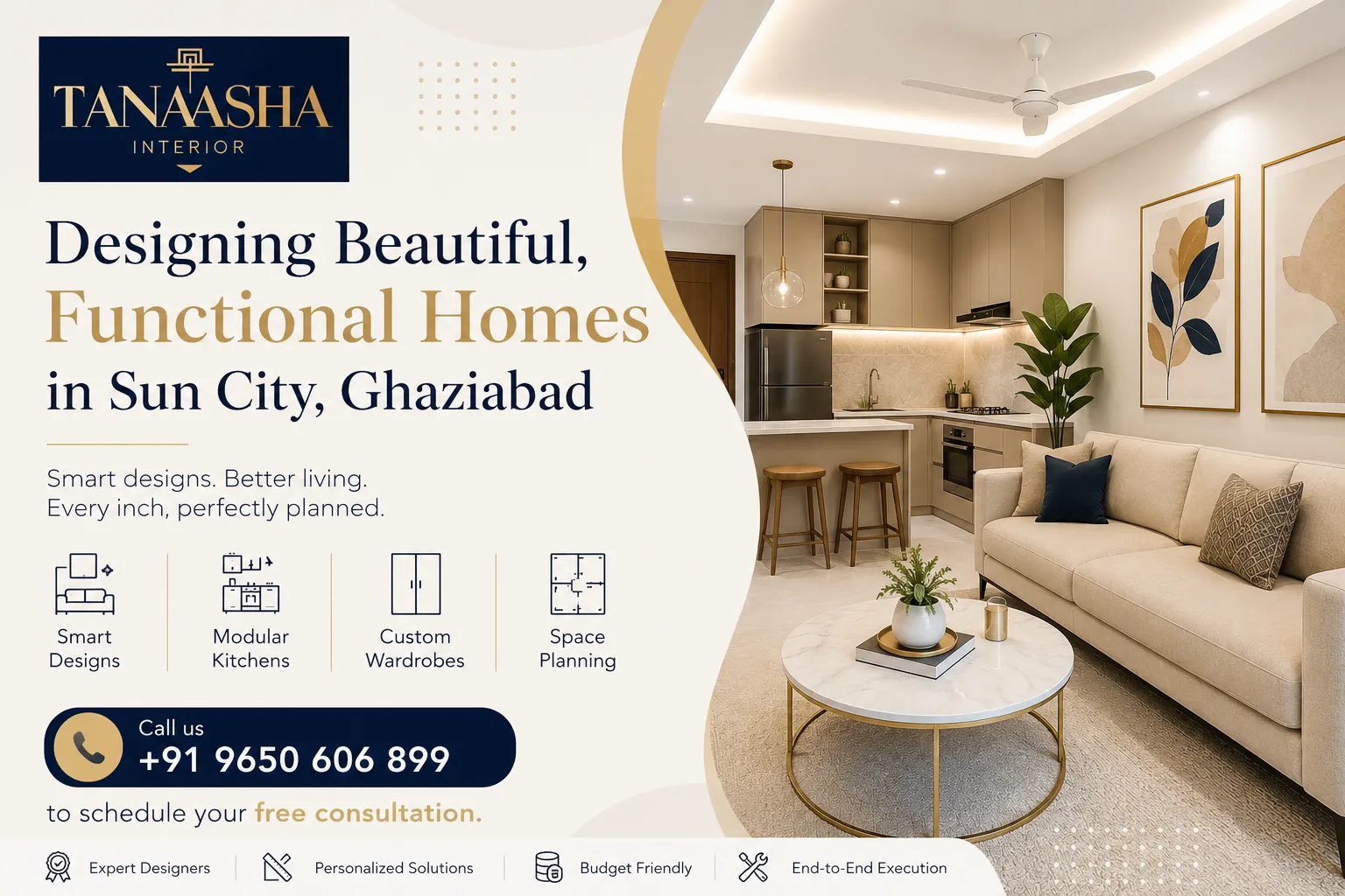 1BHK Interior Design in Sun City, Ghaziabad Guide